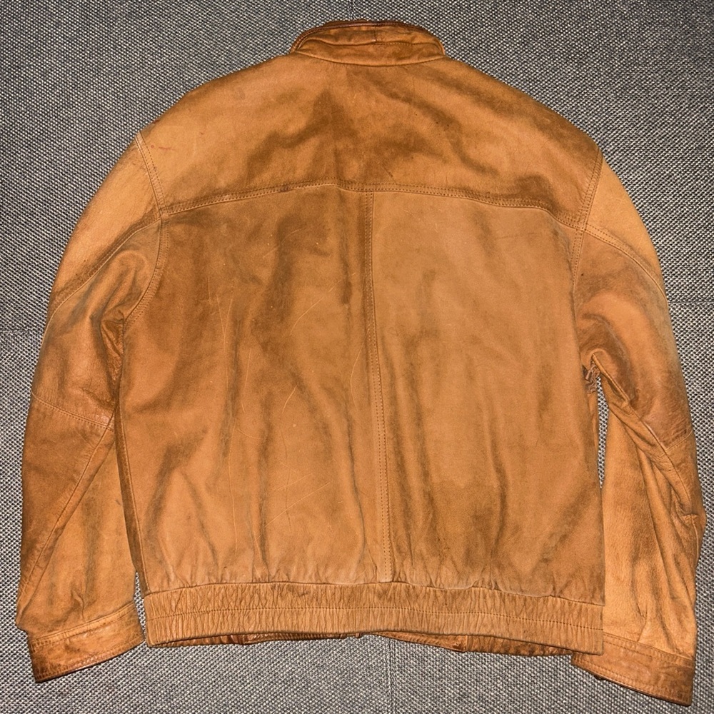 80s Hunt Club Brown Genuine leather Bomber Jacket - Picture 5 of 5